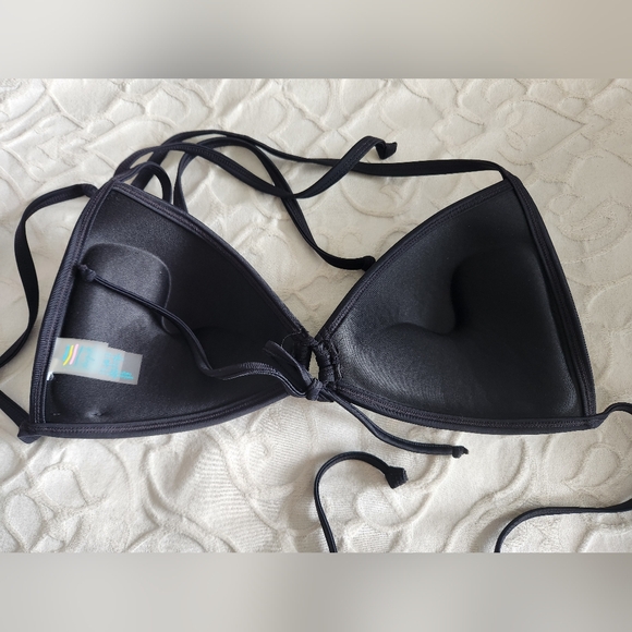 Tropik Black Push-up String Bikini Top Large - Picture 3 of 4